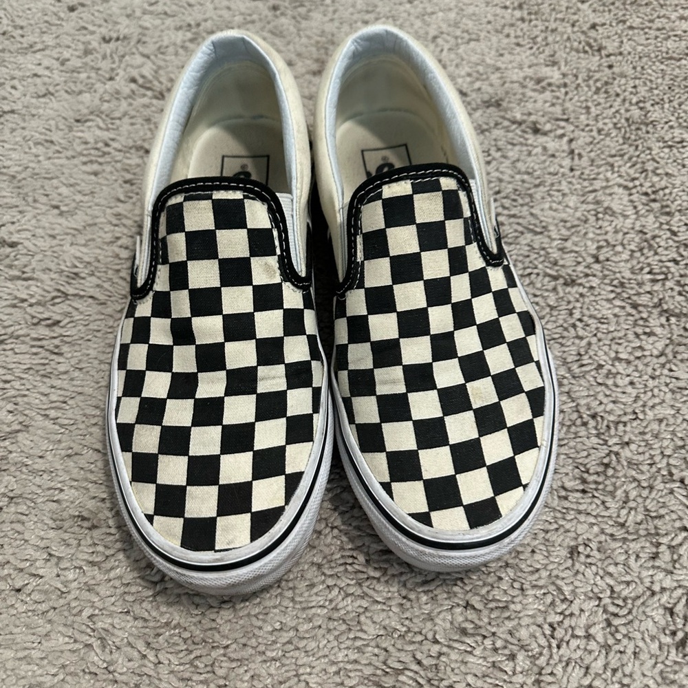 Vans Checkered Slip-On Shoes - Black and White